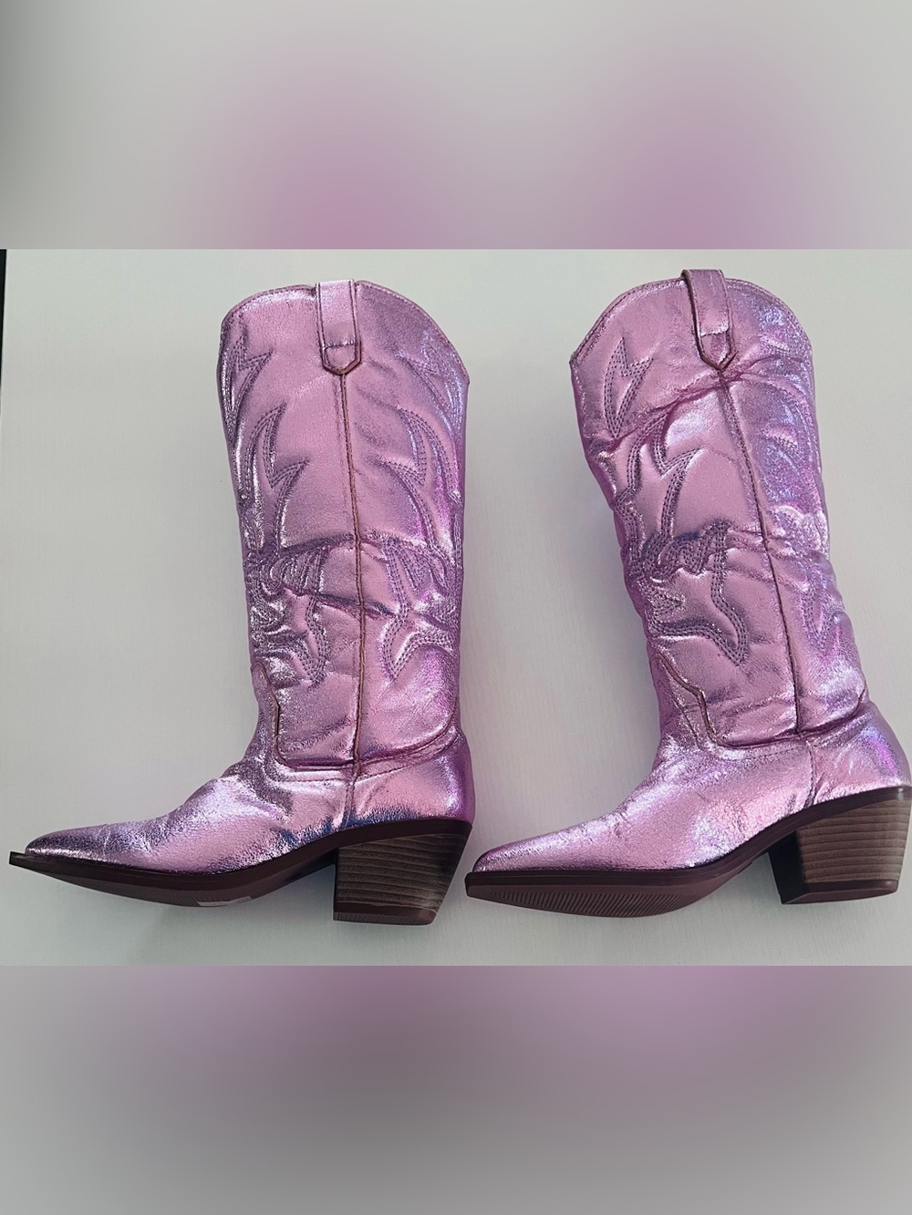 Girls Metallic Pink Western Cowboy Boots